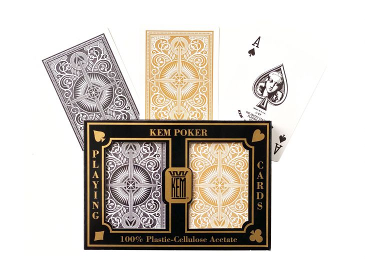 Kem Arrow Playing Cards: Poker Size, Black & Gold, Regular Index, 2-Deck Set main image