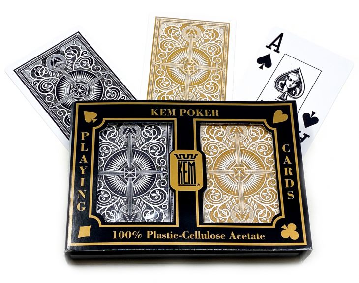 Carte Kem Black & Gold poker size Jumbo Index US30085 