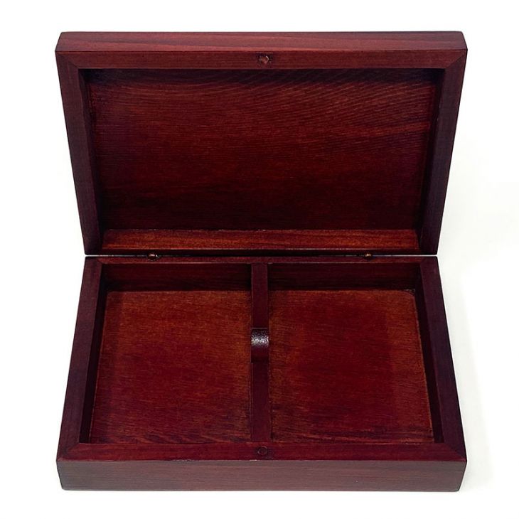 2 Deck Mahogany Wood Playing Card Box